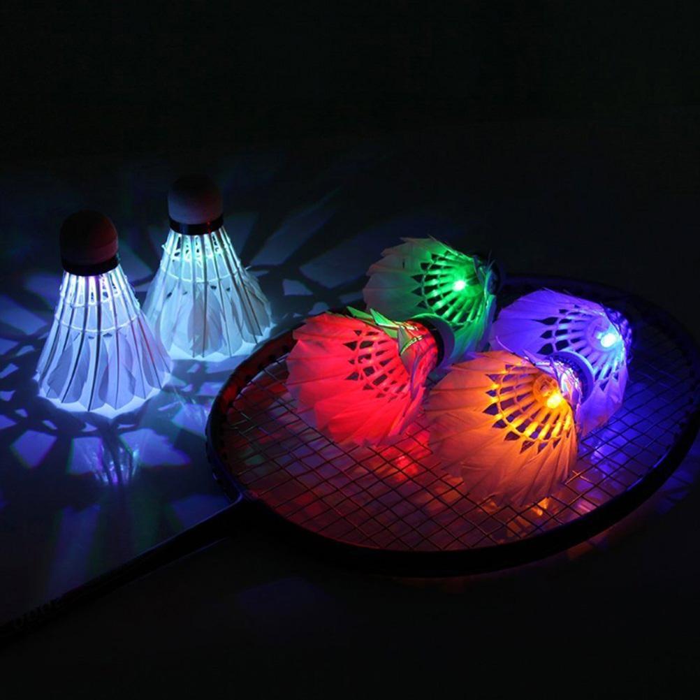 New 4Pcs LED Colorful Badminton Shuttlecock Ball Feather Dark Night Glowing Feather Lighting Balls Outdoor Sport Accessories #20