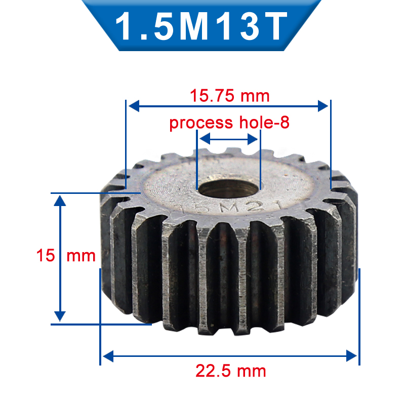 1 Piece 1.5M Spur Gear 12/13/14/15 Teeth 6/8 mm Process Hole Gear Wheel Low Carbon Steel Material Flat Gear Total Height 15 mm