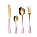 SPKLIFEY Pink Gold Tableware Cutlery Set Fork Spoon Knife 16 Pcs Cutlery Set Kitchen Dinner Set Dinnerware Eco Friendly