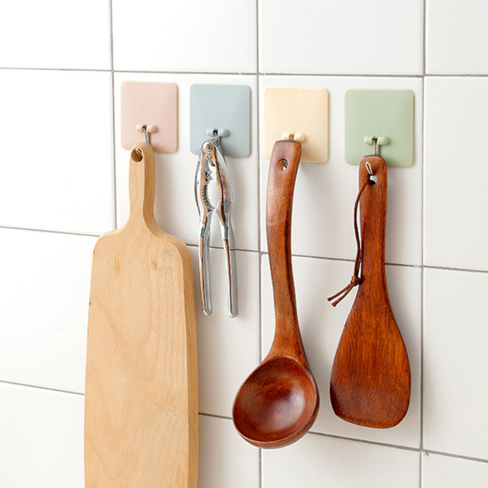4pcs Morden Seamless Strong Self Shelves Bathroom Kitchen Organizer Hanger Adhesive Hooks Stick On Wall Door