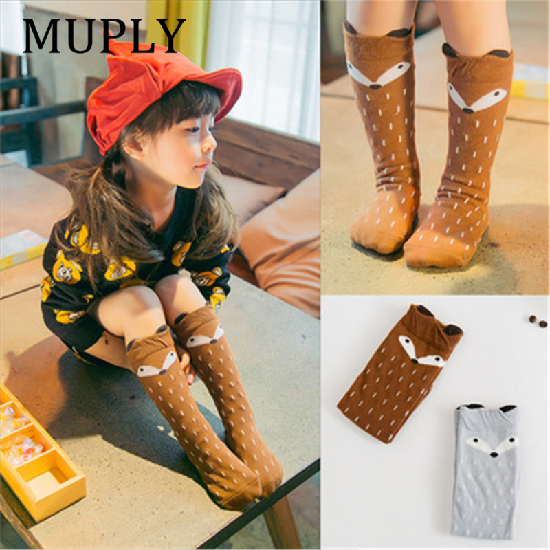 Newborn Toddler Cotton Baby Socks Animal Printed Knee High Anti Slip Cartoon Fox Leg Warmers For newborns infant Warm Long Socks