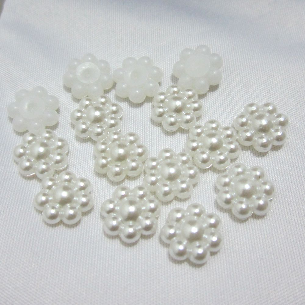 100 pieces/lot 10mm white plastic flower Bead flatback Scrapbook/ Craft Flatback Beads DIY B041