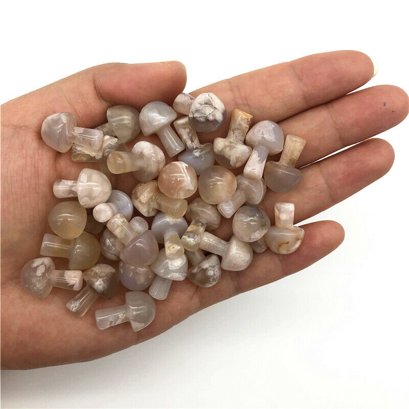 Wholesale 3 Sizes Natural Cherry Blossom Agate Mushroom Quartz Crystal Hand Polished Gifts Natural Quartz Crystals