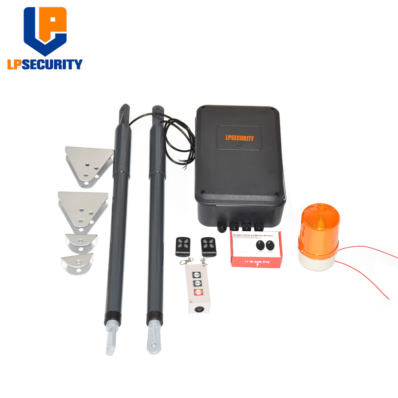 double arms swing gate opener door motor kit with 2 remote ( photocells,warning light,push button,keypad, gsm operator optional)