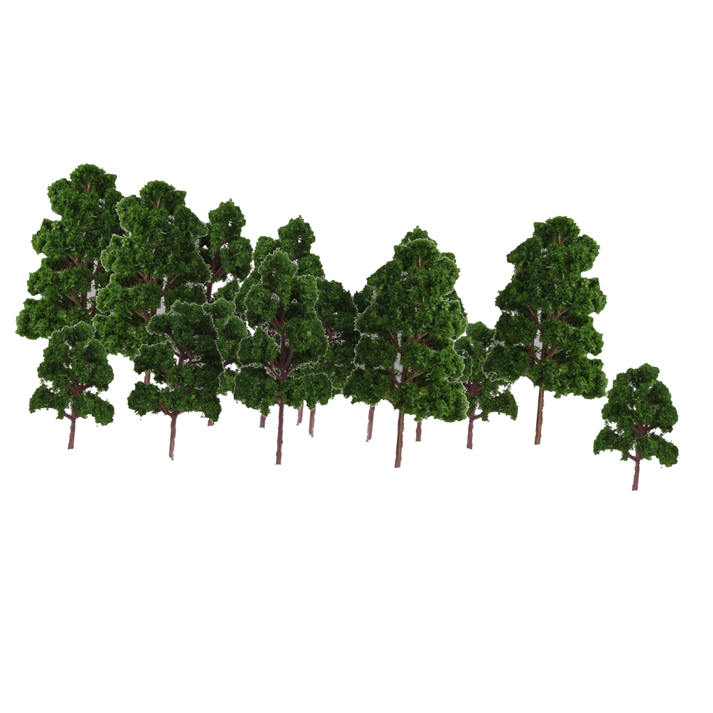 20-Counted Mixed Size Model Trees Deep Green for N HO Scale Railroad Village Architecture Layout Diorama Scenery