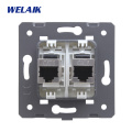 WELAIK EU Standard 2*Gigabit CAT6A 2Way Shielded-Computer RJ45 Socket-DIY Parts-Wall Without-Glass-Panel A82LTW