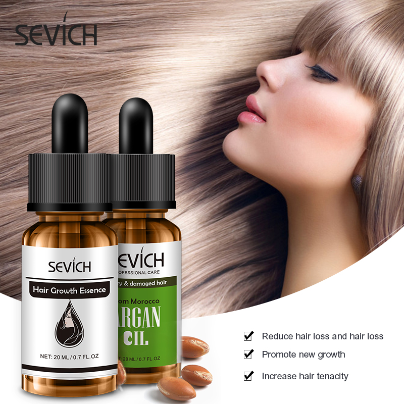 Sevich 20ml Natural Organic Hair Care Product set Black Seed Oil Hair Argan Essence Oil Applicator Hair Loss Treatment Product