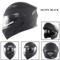 SOMAN Modular Motorcycle Helmet with Bluetooth Headset Matte Black Dual Lens Bluetooth Helmet Cool Flip Up Style Visor Capacete