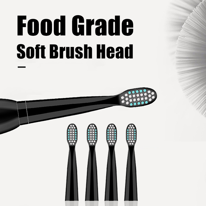 Ultrasonic Electric Toothbrush Adult Timer Brush Usb Charge Soft Tooth Brushes With 4pcs Replacement Head 5 Vibration Mode