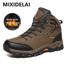 Brand Winter Men's Boots Warm Men's Snow Boots High Quality Leather Waterproof Men Sneakers Outdoor Men Hiking Boots Work Shoes