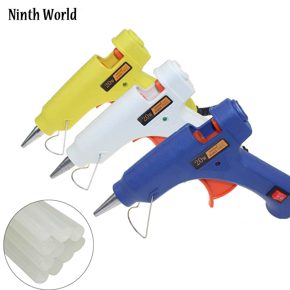 Ninth World Hot Melt Glue Gun 100-240v 20W Thermo Electric Gluegun Heat Repair Tool With 10 Pcs Glue Sticks 3 Colors