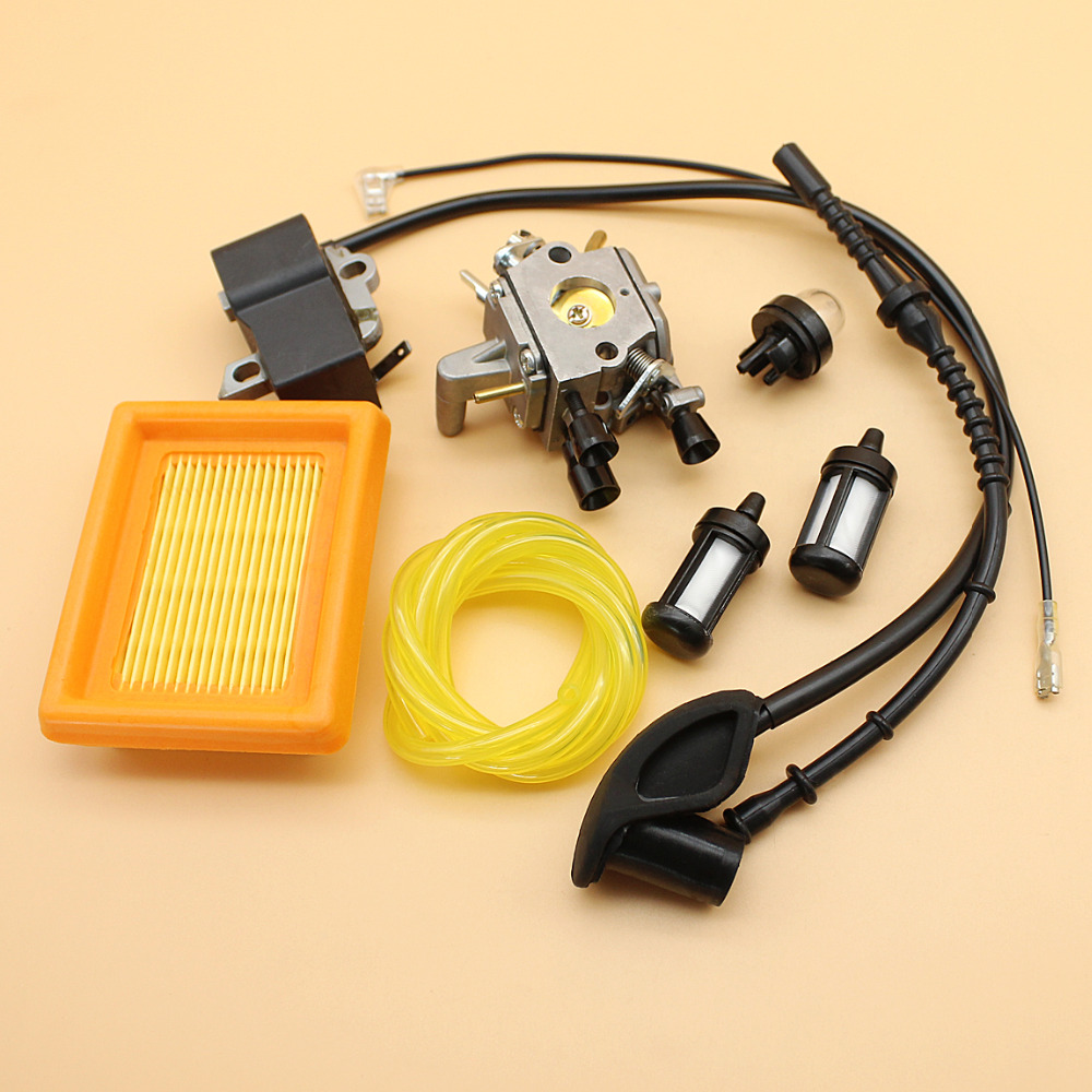 Carburetor Ignition Coil Primer Bulb Air Filter Fuel Hose Tune Up Kit Fit STIHL FS120 FS200 FS250 Trimmer Brushcutter