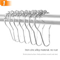 1set/10 Metal Shower Curtain Hoist Buckle Bath Curtain Rollerball Shower Curtain Rings Hooks Storage Holders Organizer Household