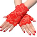 Women Summer Floral Lace Fingerless Gloves UV Sun Protection Driving Mittens