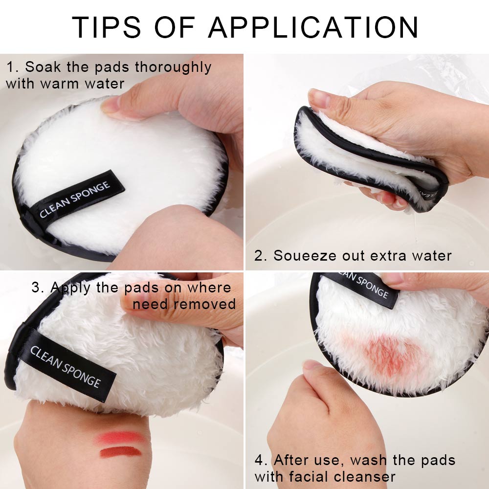 Reusable Makeup Remover Pads Microfiber Puff 3/4Pcs Washable Cotton Pads Face Towel Makeup Wipes Face Skin Care Cleansing Puff