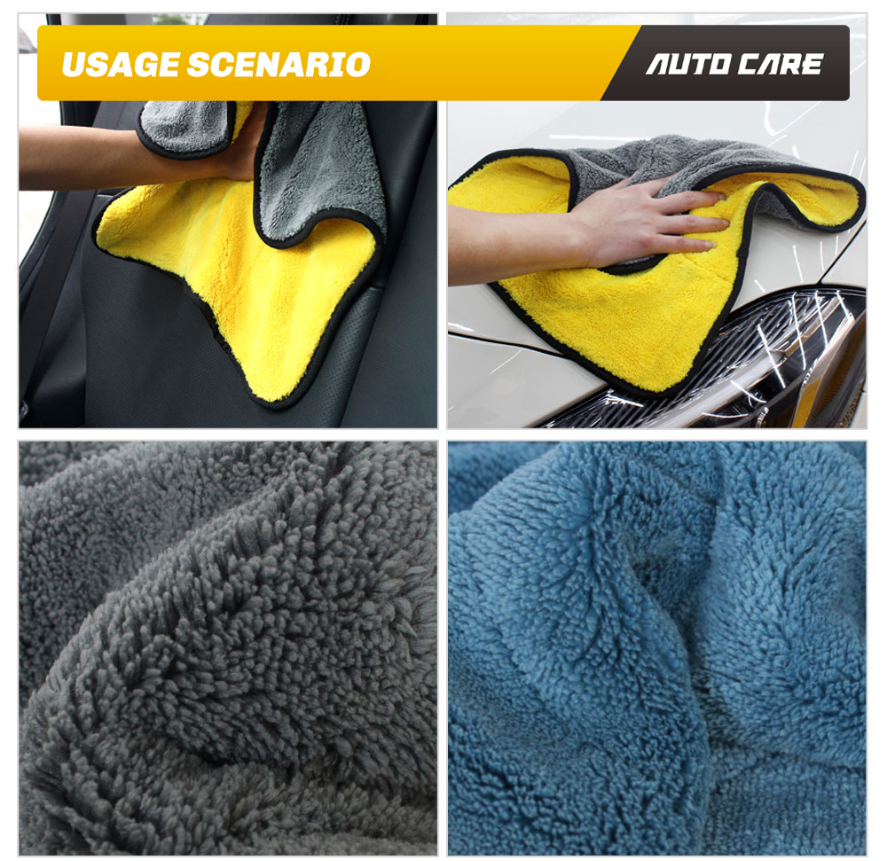 1pc 800gsm 45x38cm Microfiber Car Cleaning Cloth Super Thick Plush Microfibre Detailing Wax Polishing Towel Car Care