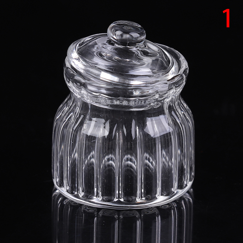 1/12 Scale Pretend toy for home Kitchen Decora Dollhouse Miniature Glass Candy Jar Simulation Candy Bottle Model Toy
