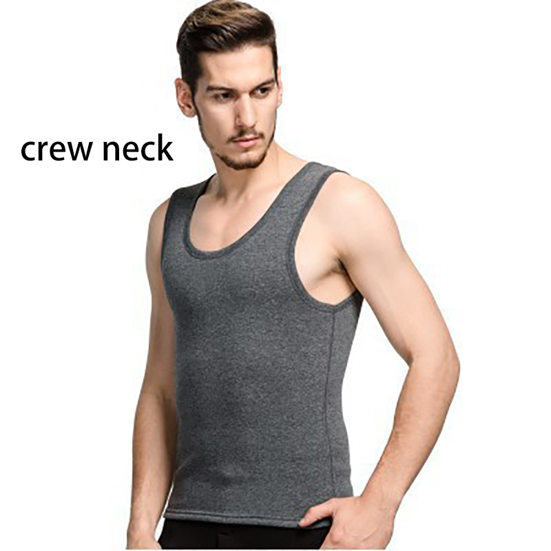 2018 Winter Mens Sleeveless undershirt O-Neck Velvet Vest Warm Thermal Fleece Undershirts Male Tank Tops Plus Size 3XL