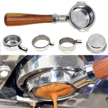 Stainless Steel Coffee Machine Bottomless Filter Holder filter italian Walnut Handle For Professional Accessory Wholesale