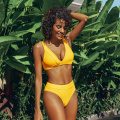 SEASELFIE Sexy Wide Straps Sporty Bikinis Set Swimwear Women Swimsuits Bathing Suit 2021 Solid Bright Yellow Bikini Beachwear