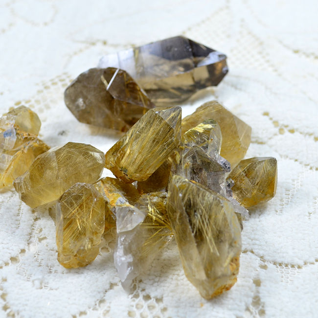 Natural gold hair crystal titanium crystal ore raw rock specimens