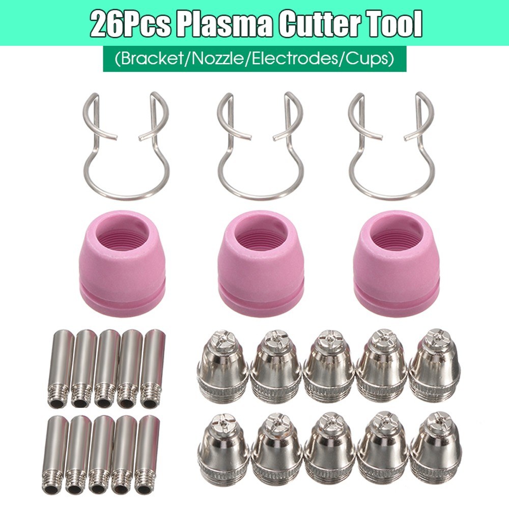 26Pcs Plasma Cutter Consumables Kit SG-55 AG-60 WSD-60P Cutting Torch Tip Nozzle