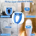 Toilet Training Seat Portable Toilet Seat Toddler PP Material with Carry Bag and 10 Packs Disposable Toilet Seat Covers (blue)