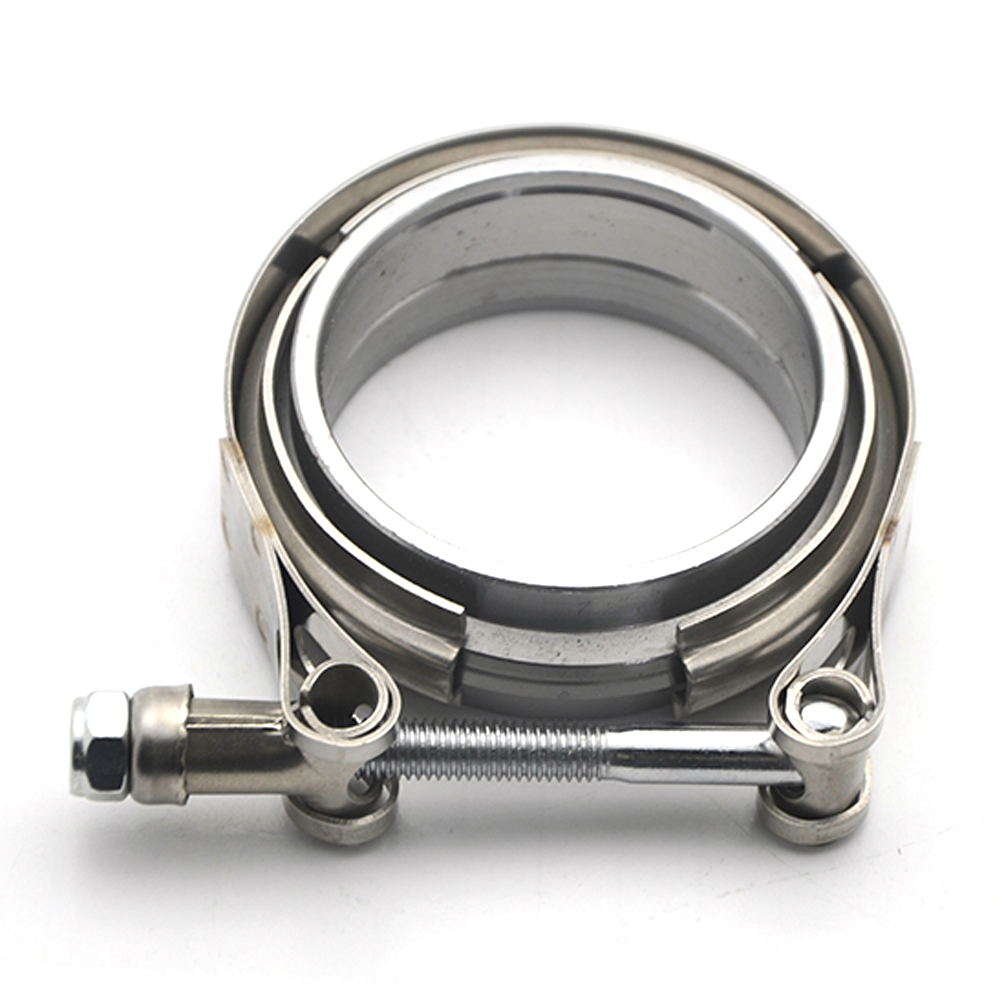 Exhaust Clamp 304 Stainless Steel with Iron Flange 2.5 3 3.5 4 Inch Downpipes Pipe Turbo Exhaust V-Band V Clamps Kits