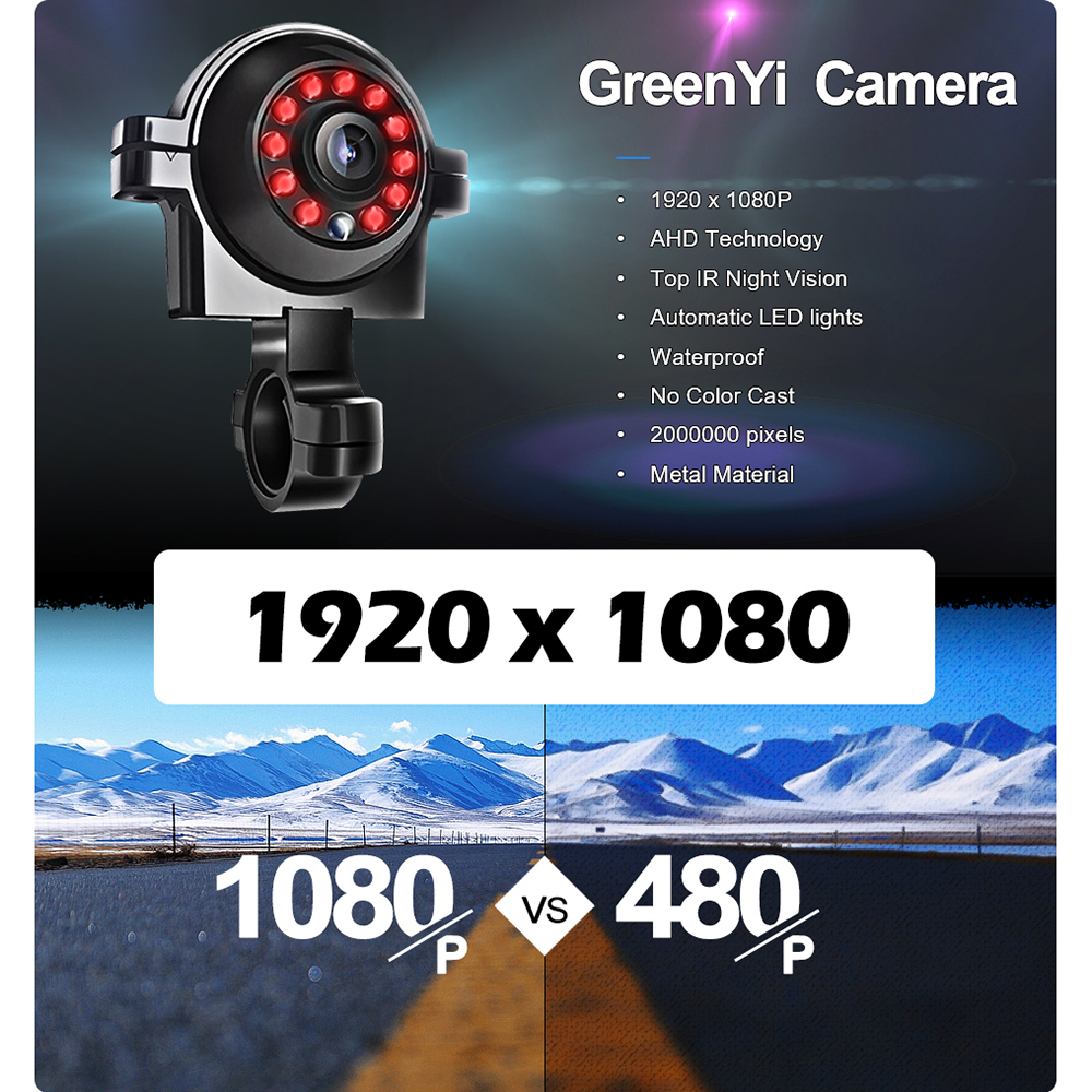 GreenYi 1920*1080P AHD Infrared IR Night Vision HD Car Truck Bus Rear View Front Side Camera For Bus Vehicle Monitor