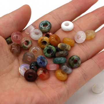 New 10pcs / Lot Natural Agates Beads Abacus Shape Big Hole Natural Stone Beads Size 5x10mm for Making Jewelry Necklace Hole 4mm