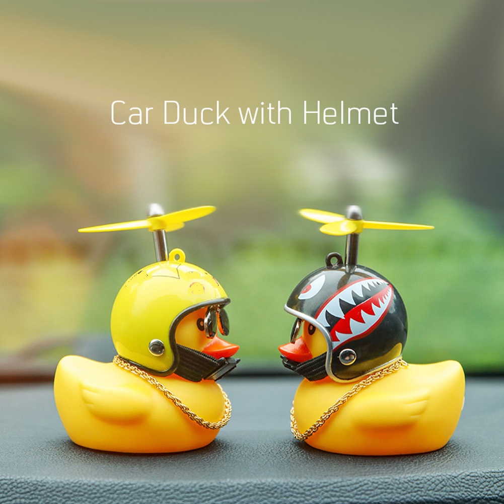 New Fashion Car Duck with Helmet Broken Wind Small Yellow Duck Bike Light Road Bike Motor Helmet Car Styling Accessories