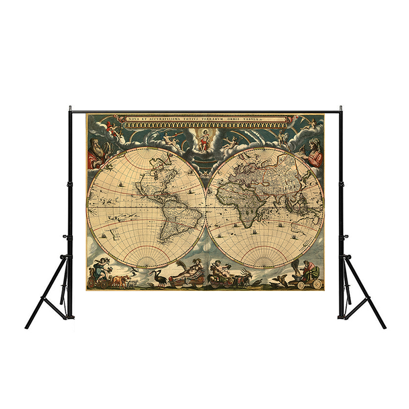 Non-woven Non-Smell Map with Medieval Map Latin Portuguese 150x100cm Decorative Vintage Map Wall Paper Office School Supplies