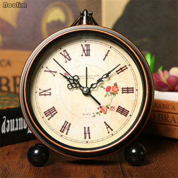 NOOLIM European Retro Student Small Alarm Clock Creative Bedside Clock Bedroom Minimalist Mute Clock Home Tabletop Decoration