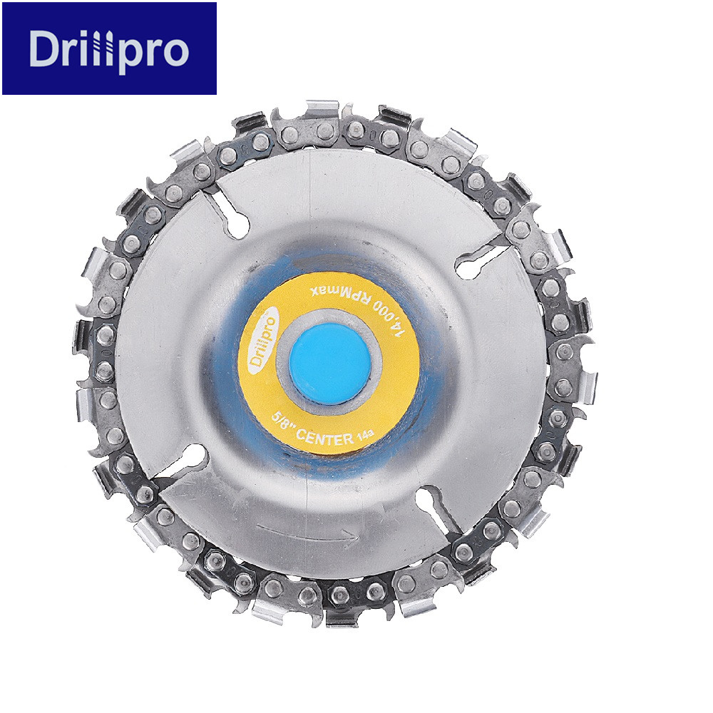 Drillpro 4 Inch Grinder Chain Disc 22 Tooth Wood Carving Disc For 100/115 Angle Grinder