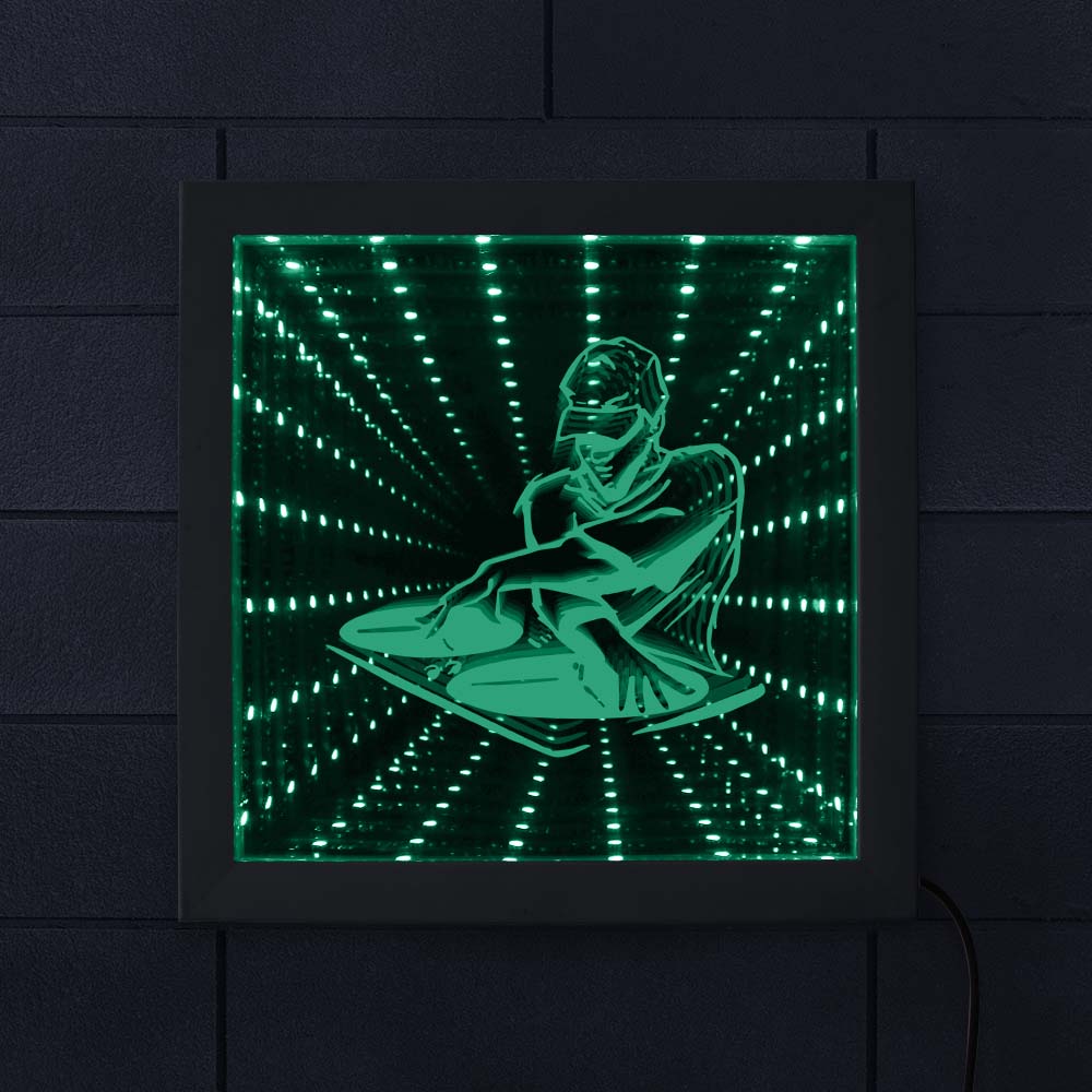 DJ Music Man Cave LED Infinity Mirror Neon Night Light Custom Name Tunnel Vision Interstellar Wood Picture Frame lamparas