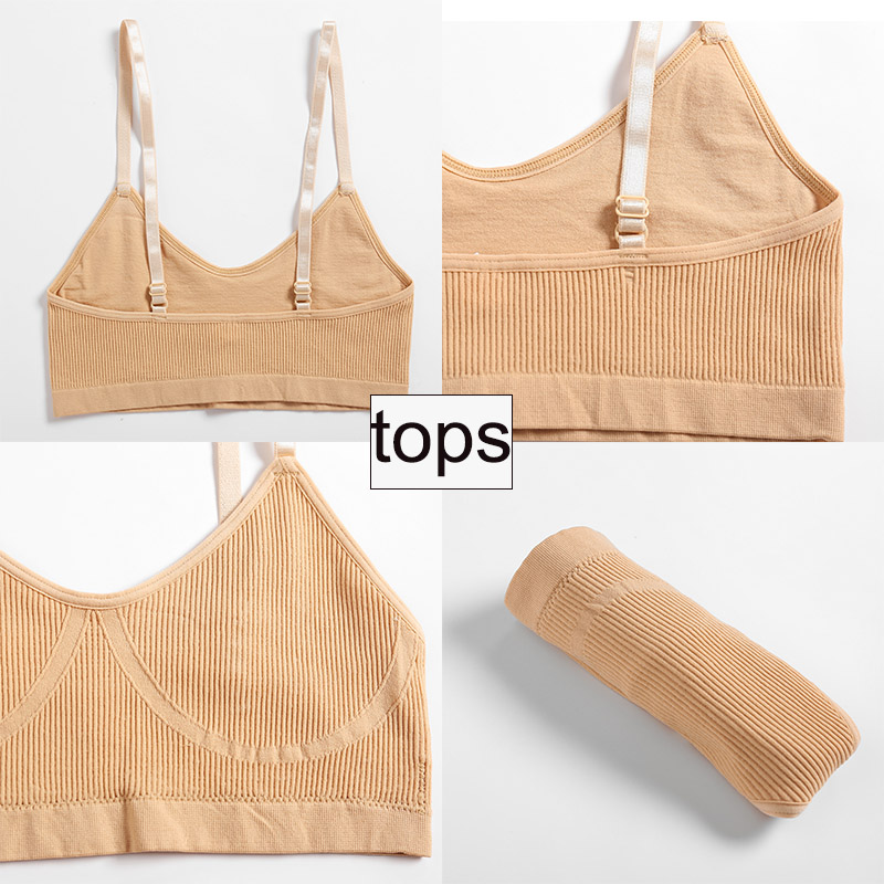 2PCS Bra Set Women Sexy Bralette Sexy Female Underwear Lingerie Ribbed Tops Girls Fashion Brassiere Basic Stretchy Tank Crop Top