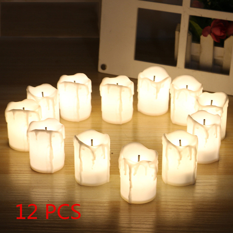 6Pcs LED Candle Flameless Tealight Battery Operated Candles Real Paraffin Wax Pillars Holiday Wedding Party Decor 3 Color