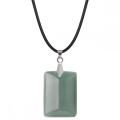 Green Aventurine 25x35mm Rectangle Stone Pendant Necklace for women Men