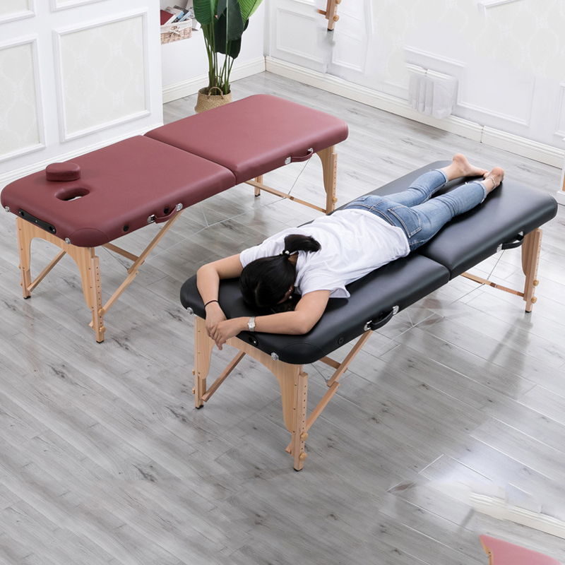 Folding Beauty Bed 180cm length 60cm width Professional Portable Spa Massage Tables Foldable with Bag Salon Furniture Wooden