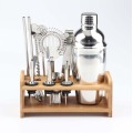 12pcs Bartender Set Stainless Steel Bar Set Shaker Mixing Tools Wine Stoppers Wooden Frame Base Cocktail DIY Bar Supplies