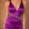 Angel-fashions Plunge V Neck Beading Backless A-line Satin Prom Dresses Purple 559