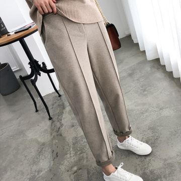 Winter Plus Size Wool Female Work Suit Young girl Pants Loose Female Trousers Capris Thicken Women Pencil Pants 2021 Spring 921F