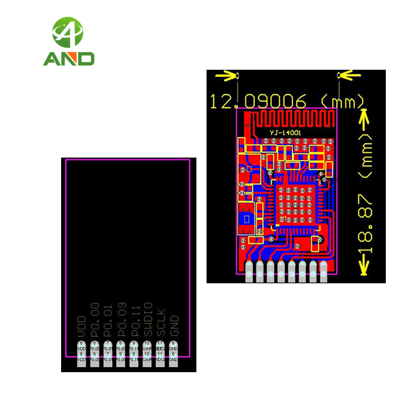 2pcs Tiny Bluetooth 4.0 module,NRF51822 2.4G Wireless Module for iBeacon OS,Nordic 51822 solution NRF51822-QFAA 256k flash/16K