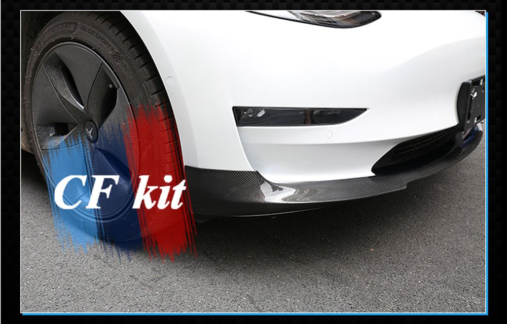 CF Kit Car Front Lip Bumper Spoiler for Tesla Model 3 Base Sedan 2016-2021 Car Styling