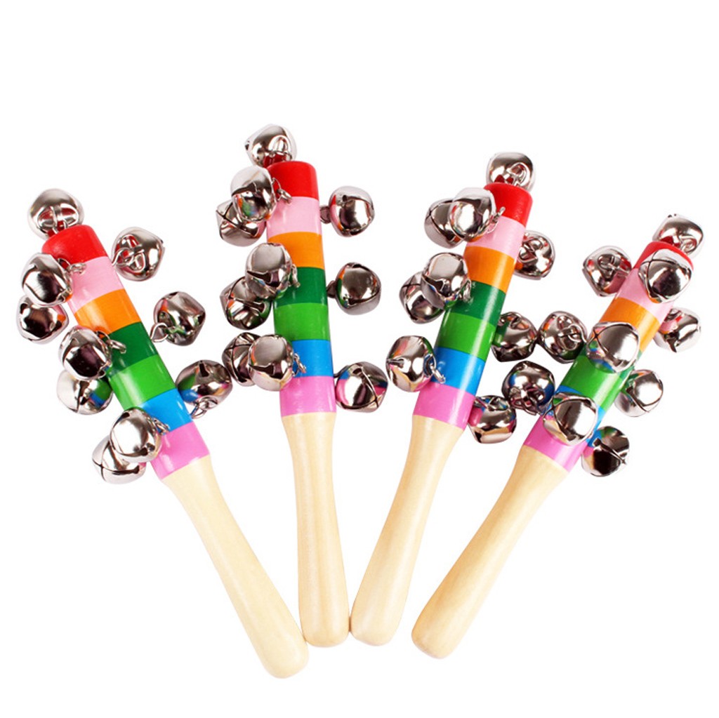 Baby Toys For Children Educational Toys Colorful Wooden Bell Orff Instruments Baby Rattles 10 Percussion String Of Bells The Toy