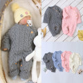 Newborn Rompers Winter Baby Boy Girl Winter Button Sweater Knitted Jumpsuit Romper Warm Outfits New Born Baby Clothes Overalls