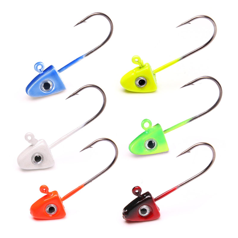10pcs/lot 1.6g Jig Head Fishing Hooks Lure Barbed Hook Lead Hook Fishing Tackle Crankbaits Tackle fishing accessories 3D eyes