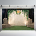 Green Leaf Curtain Wall Lighting Show Photography Backdrops Valentine Wedding Love Oath Decoration Background Props Photocall