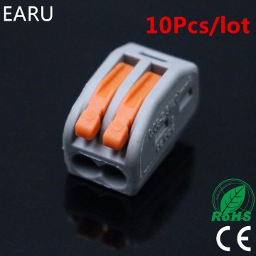 (10pcs/lot) 222-412 PCT-212 PCT212 Universal Compact Wire Wiring Connector 2 pin Conductor Terminal Block Lever 0.08-2.5mm2