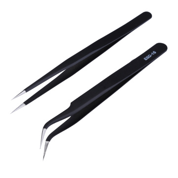 2PCS ESD-14 ESD-15 Anti-static Curved Straight Tip Forceps Precision Soldering Tweezers Set Electronic ESD Tweezers Tool